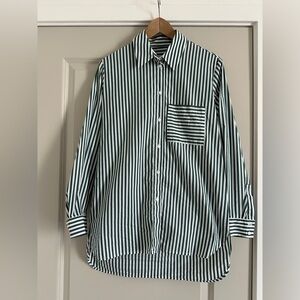 VIKTORIA & WOODS - Green and White Striped oversized button up